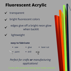 BuyPlastic 9092 Blue Transparent Fluorescent Colored Acrylic 1/8″ x 12″ x 12″