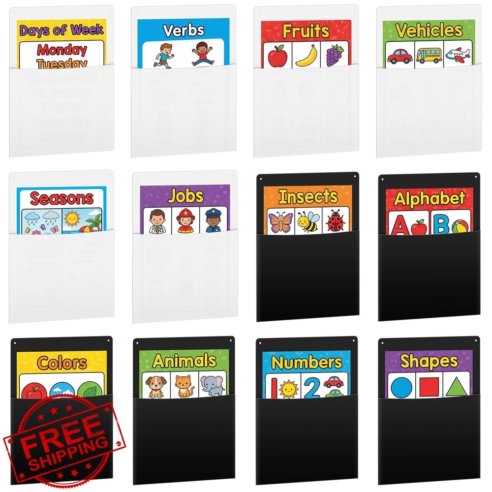 Fuutreo 12pc White Black Oversized Wall Pockets