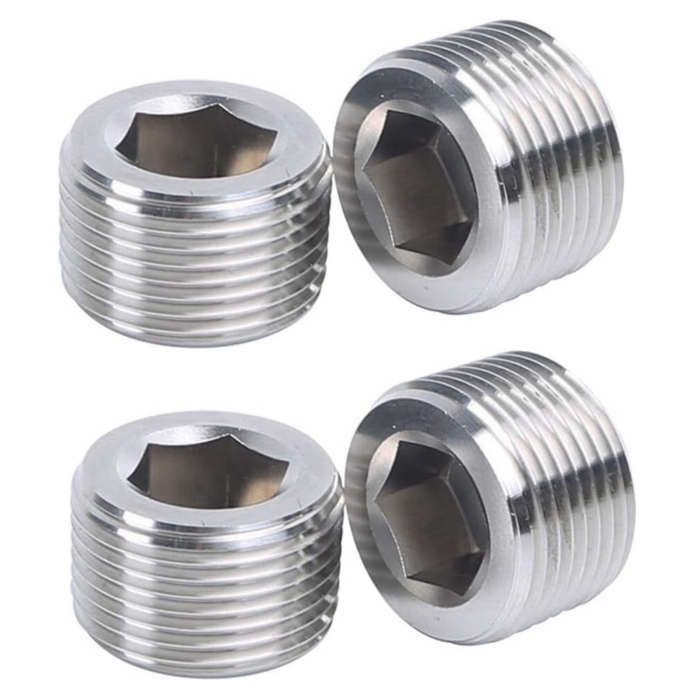 4x 3/8″ NPT Pipe Plug Male Thread Stainless Steel Fitting Countersunk Hex C444