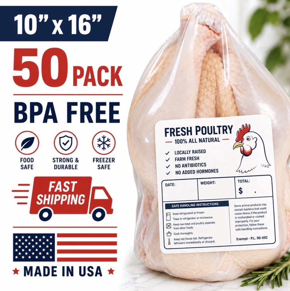 POULTRY SHRINK BAGS 10″ X 16″ FREEZER SAFE MADE IN THE USA 🇺🇸