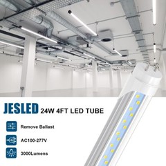 12-Pack JESLED T8 T10 T12 4FT LED Type B Light Bulb 24W 6000-6500K 3000LM 4 Foot
