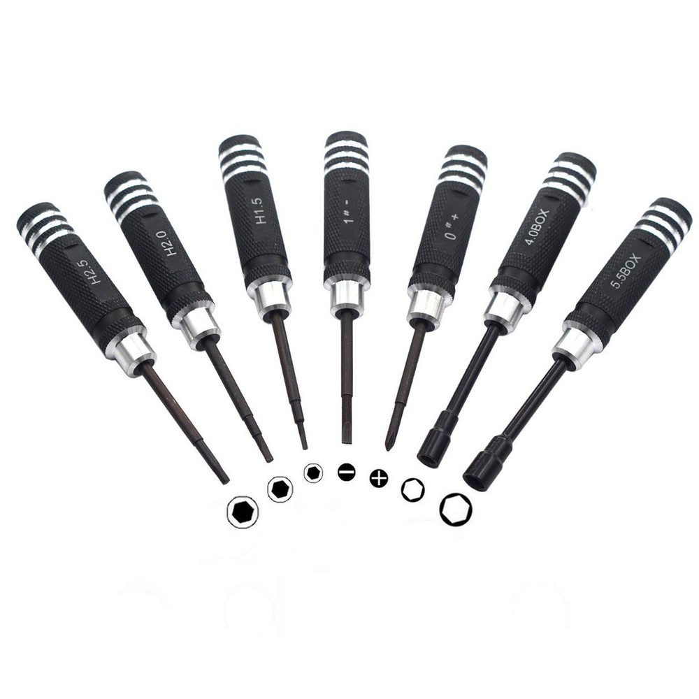 7PCS Hex Screw Driver Set – H1.5, 2.0, 2.5mm Hex, 4.0, 5.5mm Spanner, 0#, 1# …