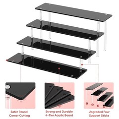 4 Tier Acrylic Display Risers, Black Perfume Organizer Stand, Large Cupcake S…