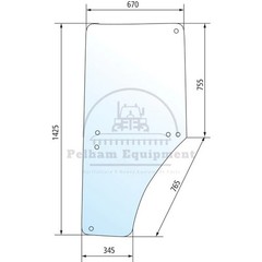 John Deere Door Glass L213354 for 6100-6930 Series, Green, Left Side