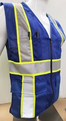 FX Two Tone HI-VIS Blue Safety Vest with 4 Front Pocket Small to 5XL