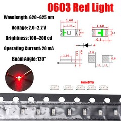 Mini SMD LED Diode 0603 0805 1615 1206 1207 3528 208 1210 Blue Red White Yellow