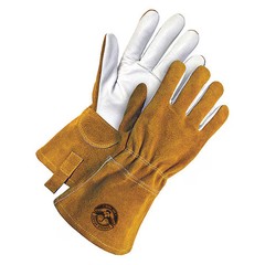Bdg 60-1-1722 Welding Gloves, Gauntlet Cuff, Wing Thumb, Premium Goatskin, XL, 1