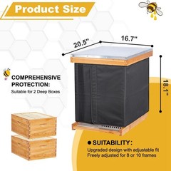 Winter Bee Hive Wrap for 8 and 10 Frame Beehives, Oxford Cloth Adjustable2485