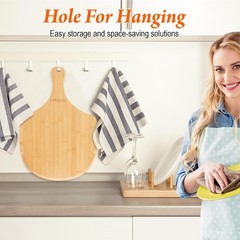 2Pack Natural Bamboo Pizza Peel 16 inch Wood Pizza Paddle Bread Cheese Vegetable