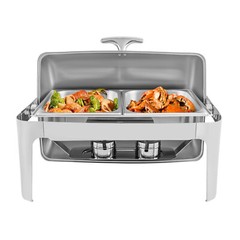 9.54QT Stainless Steel Chafer Buffet Chafing Dish Roll Top Food Warmer Rectangle