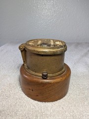 Antique Brass Neptune Meter Co. Trident Water Meter NEW YORK On Wood Base