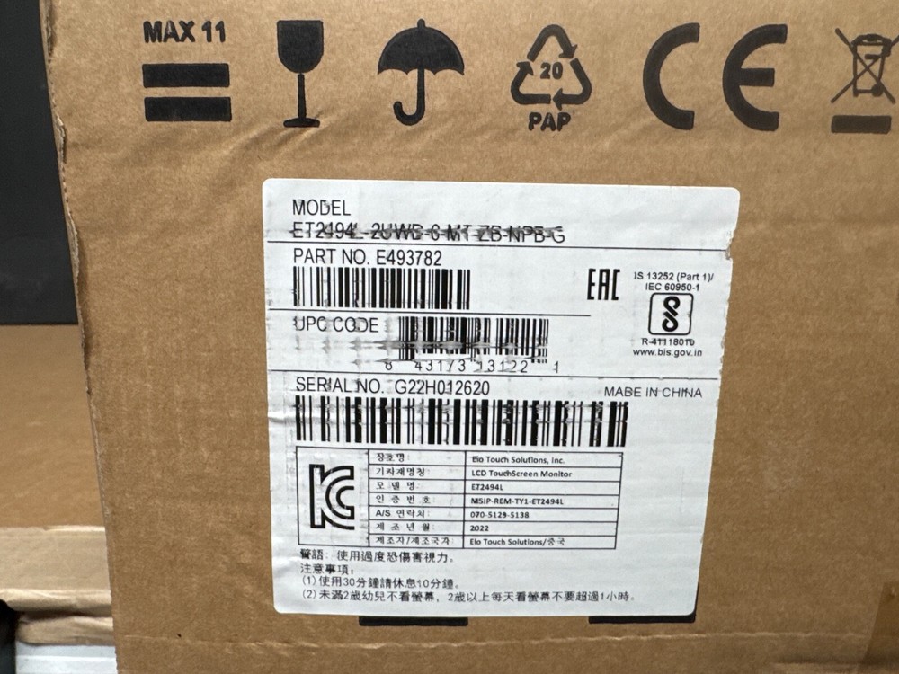Elo Entuitive 2494L 24″ PCAP TouchScreen LCD Monitor Open Frame E493782 SEALED✅✅