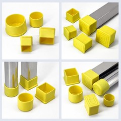 Yellow PVC Soft Rubber End Caps Chair Table Feet Ferrules Pipe Tubing Cover