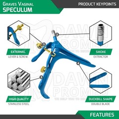 4 Pcs Blue Coated Graves Vaginal Speculum S, M, L, XL OB/GYN Inst German Grade