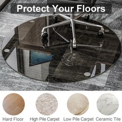 46″ x 46″ Round Tempered Glass Chair Mat for Carpet & Hardwood, Heavy-Duty Gl…