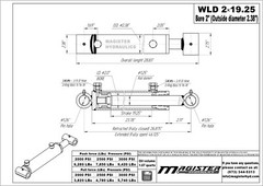 Hydraulic Cylinder For Loader Welded Double Acting 2″ Bore 19.25″ Stroke 2×19.25