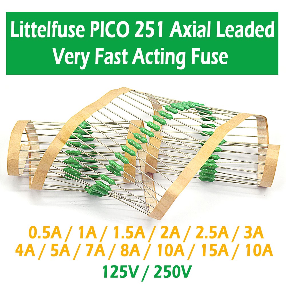 Littelfuse PICO 251 Axial Leaded Very Fast Acting Fuse 0.5A-10A 125V/250V