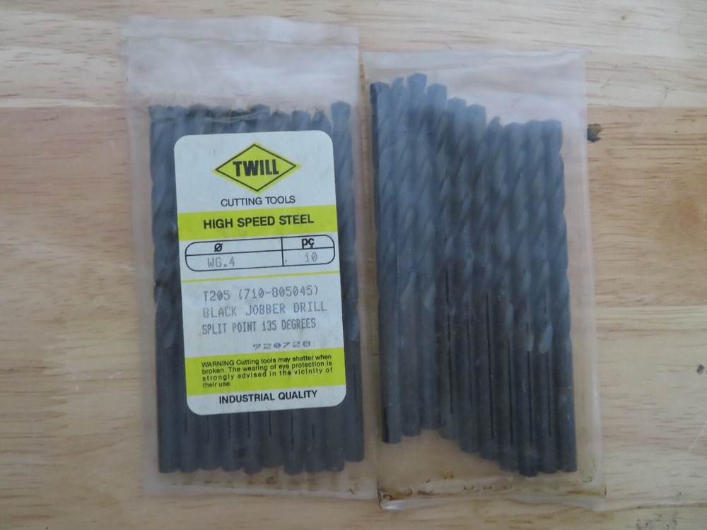 10 pcs TWILL Wire Gauge Number #4 Jobber Length Black Oxide Twist Drills BRAZIL