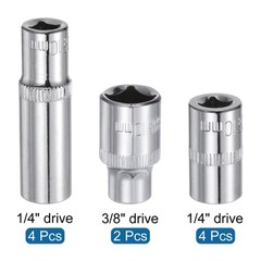 10pcs 6-Point Shallow Socket 10mm 3/8 1/4″ Drive Cr-V Deep Shallow Socket