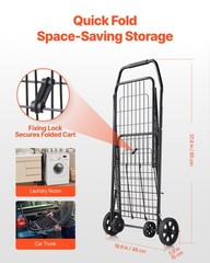 Uimoso Shopping Cart Folding Grocery Utility Cart with Swivel Wheels 90 LBS