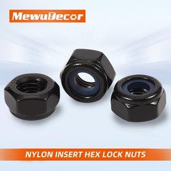3/8-16 Nylon Insert Hex Lock Nuts Locknuts, 304 Stainless Steel 18-8, Black O…