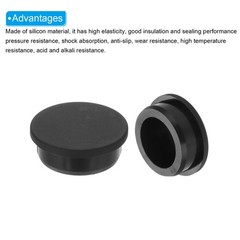 4 x T-Shaped Silicone Plugs 39.3mm 1-1/2″ Dia Snap in Plug Seal Round Black