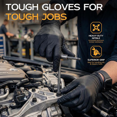 HEAVY DUTY 6 Mil Nitrile Gloves Disposable Latex Free Black Rubber Mechanic Tatt