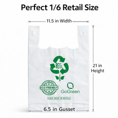 White 4 Mil Reusable Grocery T-Shirt Bags 1/6 21×6.5×11.5 Heavy Duty