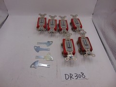 (Lot of 6 switches) Legrand Single Pole Locking switch With 4 Keys 20 Amp Gray