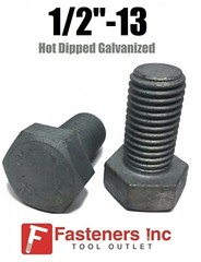 1/2″-13 Hex Cap Screw Hot Dipped Galvanized Hex Bolt 1/2-13 A307 Choose Length