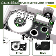 12mm 1/2” Tape Fit Casio XR-12X 12WE 12SR 12YW 12BU 12RD For EZ Label KL-60 100
