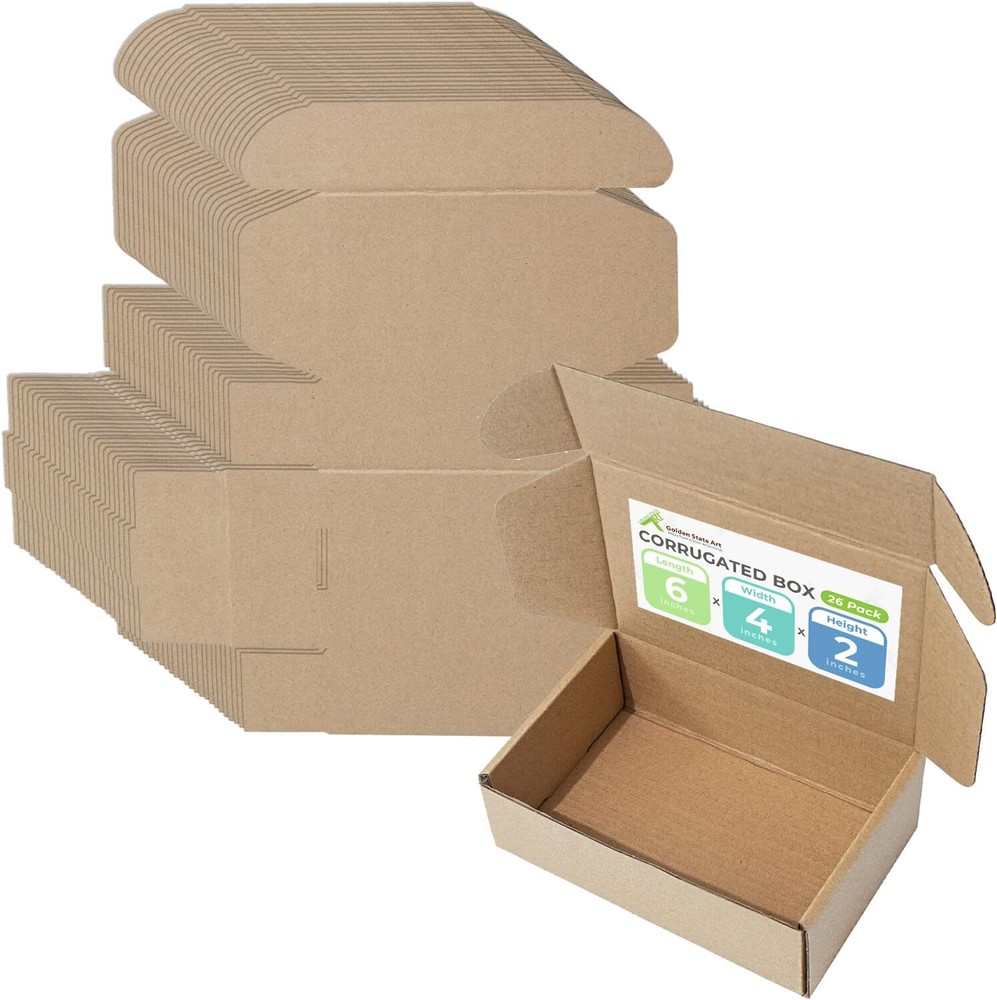 Golden State Art 6x4x2 inches Shipping Boxes Pack of 26 Brown Corrugated Card…