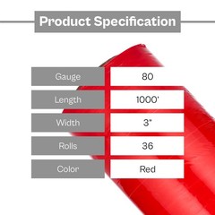 36 Rls Cast Narrow Banding Stretch Wrap 3″ x 1000′ 80 Ga Red Packing Shrink Flim