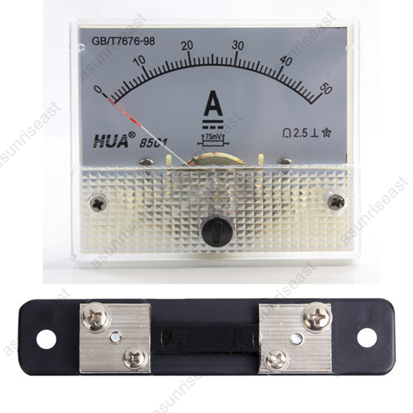 1 × DC 50A Analog Panel AMP Current Meter + Current Shunt 85C1 Ammeter Gauge