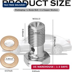M10x1.0 Metric Banjo Bolt with Copper Banjo Bolt Washer,Stainless Steel Brake Li
