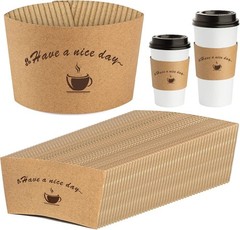Kraft Paper Coffee Cup Sleeves 50 Packs – Coffee Sleeves, Disposable Corrugated