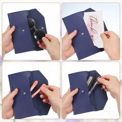 PU Leather Envelope Wallet Money for Women Men Orange