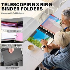 WOT I Telescoping Project Organizer, Refillable 3 Ring Binder 13 Pocket Folder