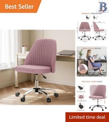 Compact Blush Task Chair – Rolling Armless Design for Students & Professionals