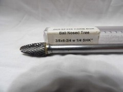 Tree Style Ball Nose Carbide Burr 1/4″ Shaft 3/8″ x 6-3/4″