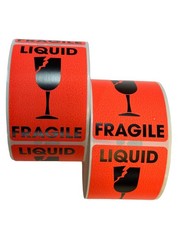 2×3, Broken Glass, LIQUID/FRAGILE, Br/Red500 labels per roll 1-40 RLS