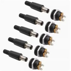5 Pair DC 12V Panel Mount Power Jack Plug Male Female Barrel Connector Set