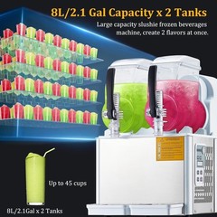 Commercial Slushy Machine Smoothie Maker 4Lx2 Frozen Drink Daiquiri Machine