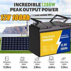 NEW 100Ah 12V LiFePO4 Lithium Battery Built-in BMS 8000+ Cycle Deep for Solar RV