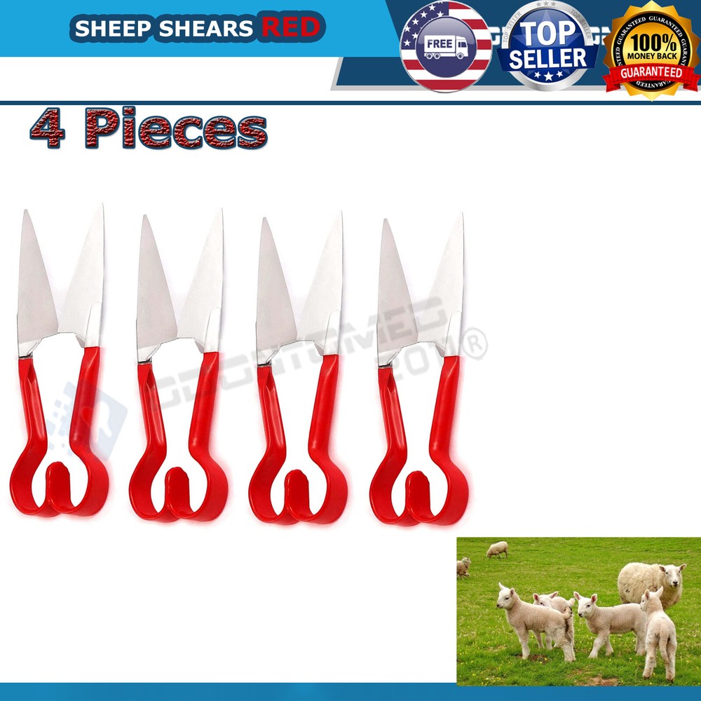 4 PROFESSIONAL NEW SHEEP SHEARS CALF GOATS BEST FOR HAIR & WOOL CUTTING RED ODM