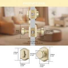 Satin Brass Door Knob with Lock, Exterior Door Lock Set with Deadbolt, Exteri…