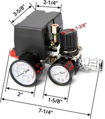 Air Compressor Pressure Switch Control Valve 90-120PSI Pressure Regulator Gauge