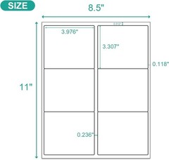 3-1/3″ x 4″ Sticker Labels Shipping Address Labels 6 UP for Laser/InkJet Printer