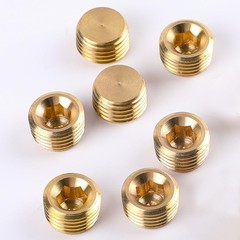 Brass 3/8″ NPT Male Pipe Plug Fitting Set – 10 PCS Hex Counter Sunk Plugs for Pi