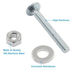 1/4-20 x 2 Inch Carriage Bolt Kit 12 Sets with Nuts Washers